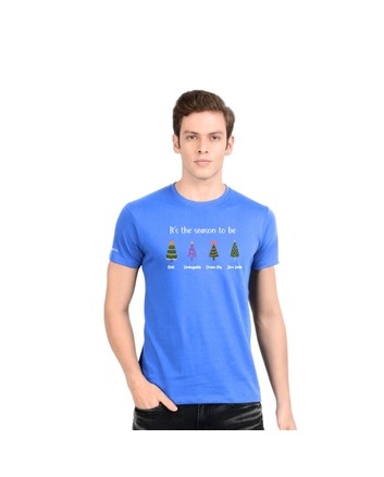 Christmas Round Neck T-shirt - Light Blue